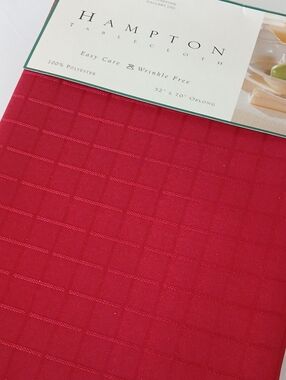 Red Tablecloth 100% Polyester 52x70" Oblong Windowpane Hampton